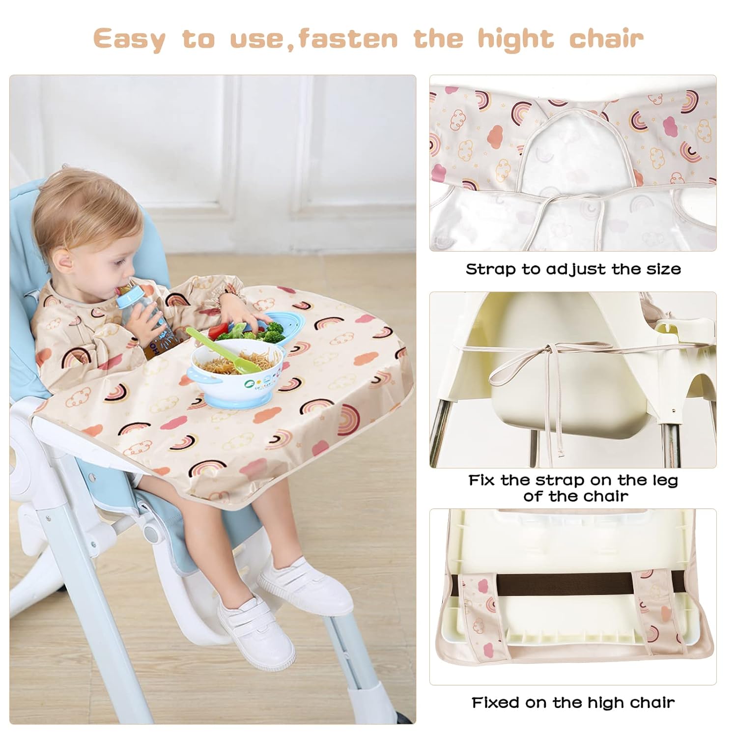 Vicloon Coverall Baby Feeding Bib, Weaning Bib Attaches to Highchair and Table, Long Sleeves Bib with Waterproof, Comfortable,Machine Washable, Baby Bib For 6 Month to 3 Years Old (Pink) - Image 5